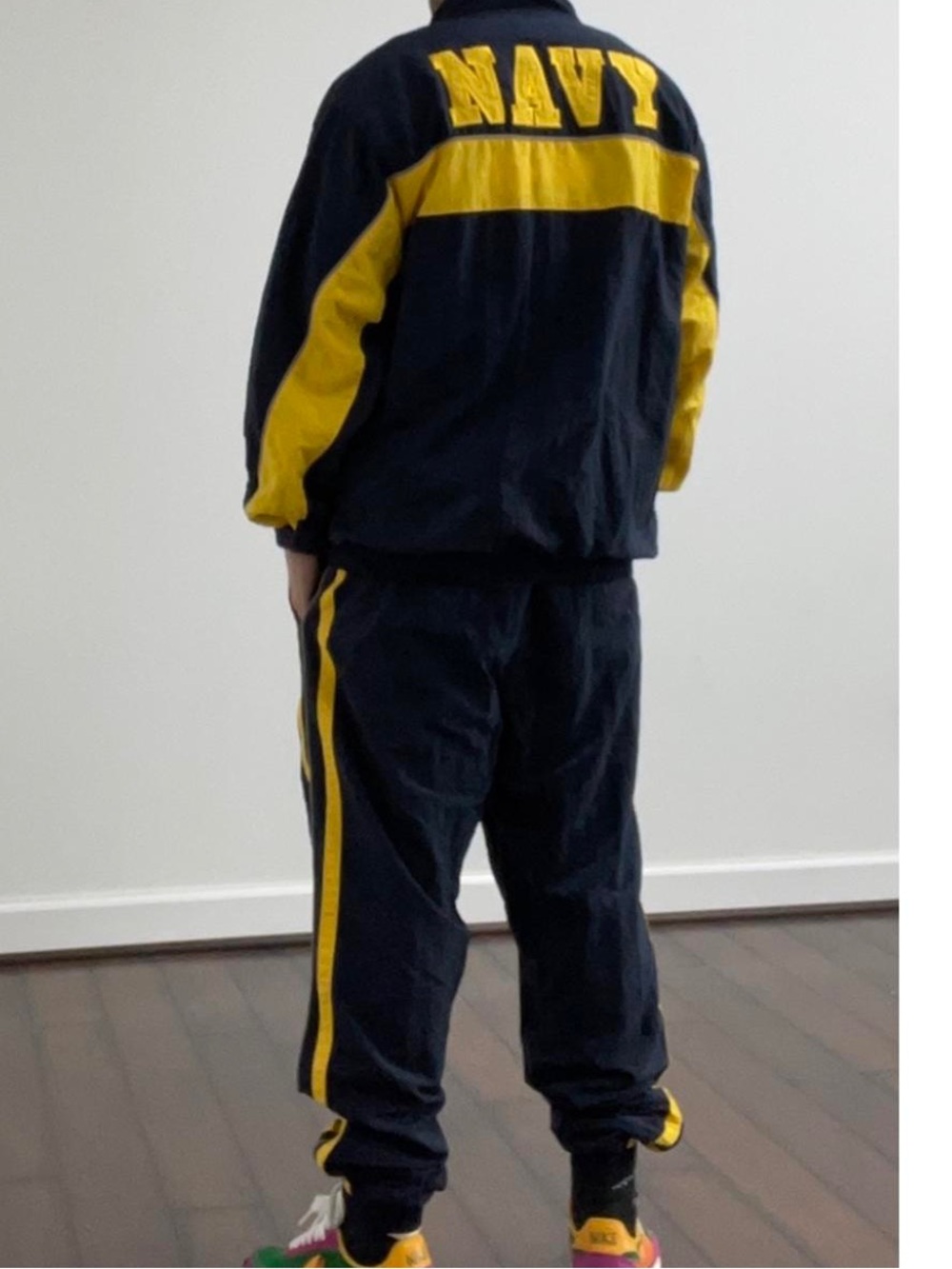 Vintage US Navy tracksuit 1990s lined jacket pants “Let The Journey Begin" M EUC
